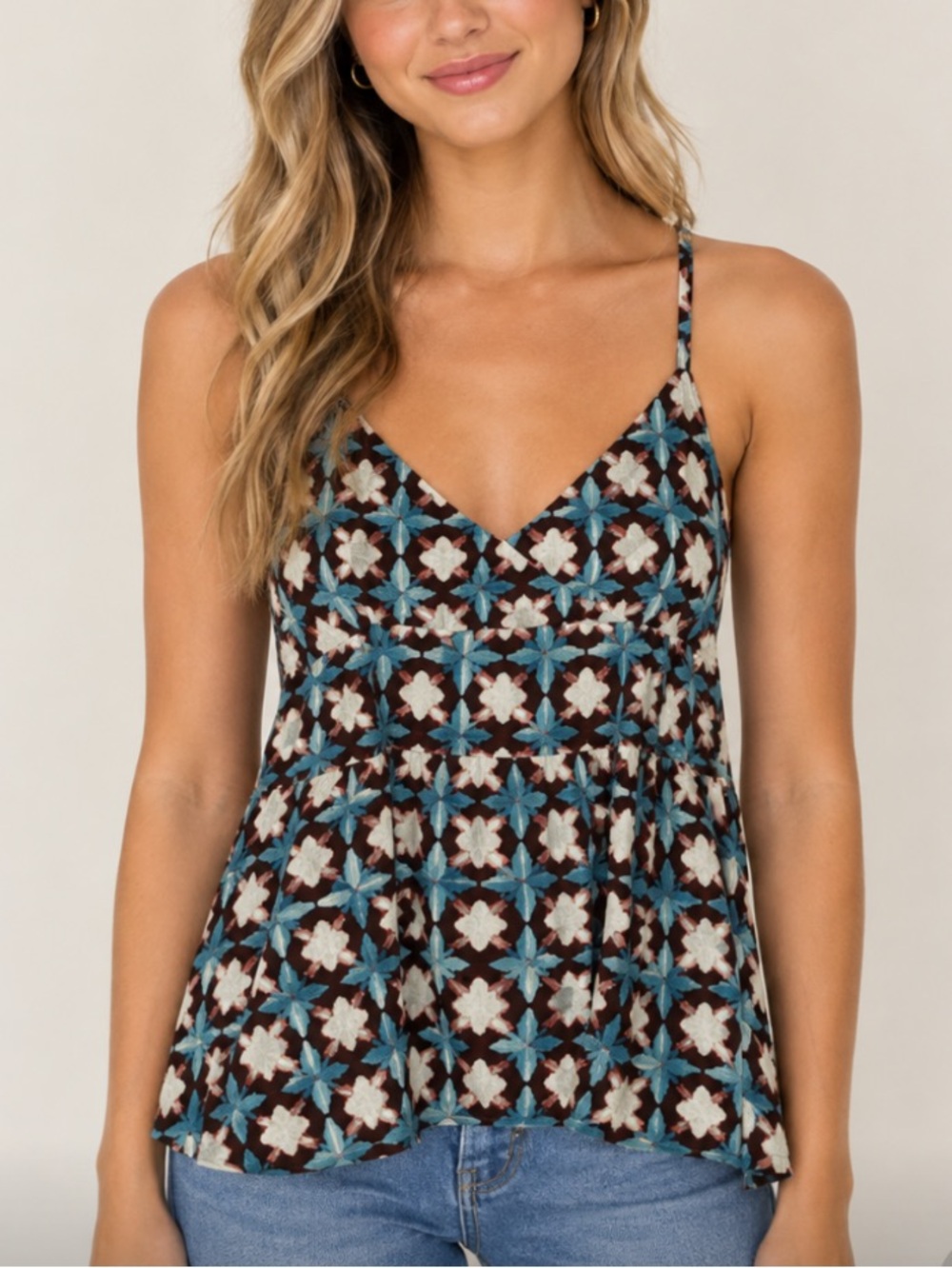 < Loft Sunwashed Floral Peplum Cami Size XL >
